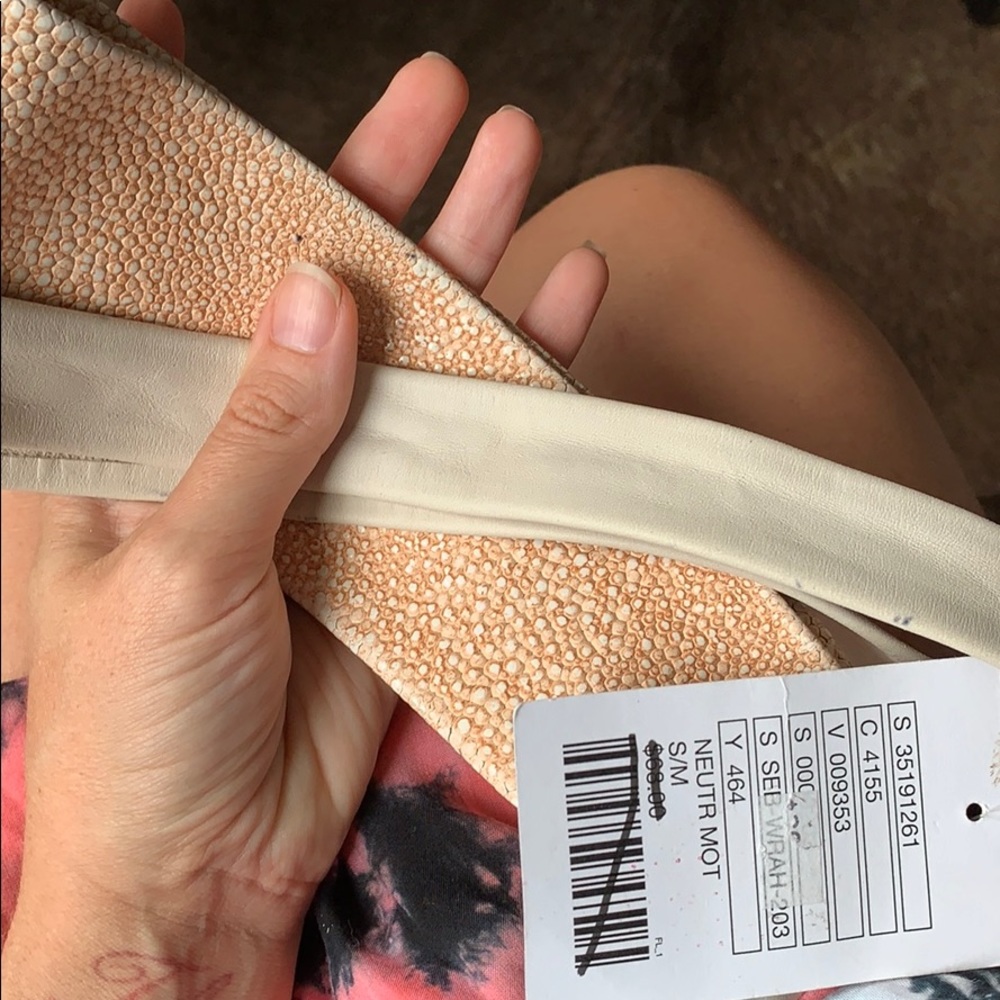ADA pebbled obi belt in Neutral shades SM